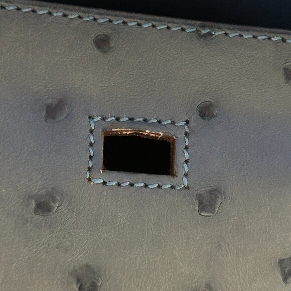 Hermes Blue Ostrich Leather Birkin 35 Bag (Sun Bleaching) - Picture 12 of 16